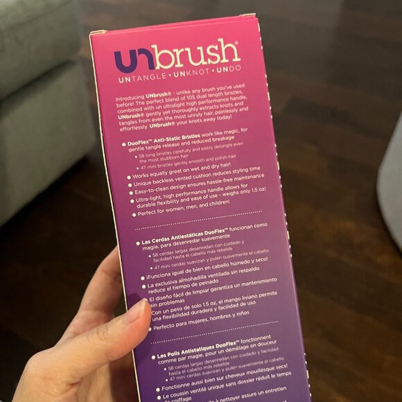 UNbrush Detangler Hair Brush Neon Pink Burst - Picture 3 of 3